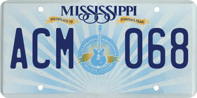 MS license plate ACM068