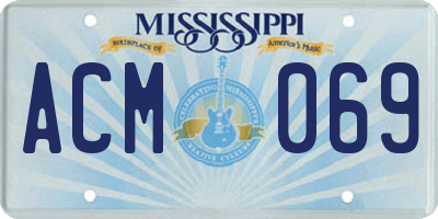 MS license plate ACM069