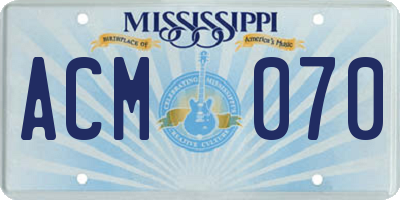 MS license plate ACM070