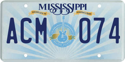 MS license plate ACM074