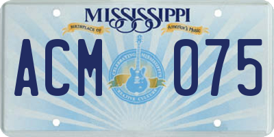MS license plate ACM075