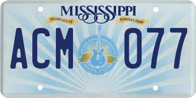 MS license plate ACM077