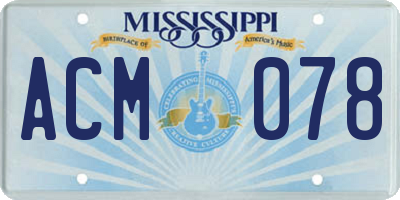 MS license plate ACM078