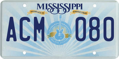 MS license plate ACM080