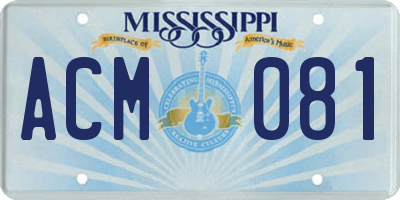 MS license plate ACM081