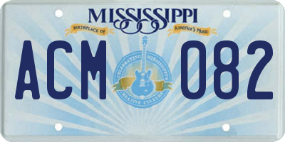 MS license plate ACM082