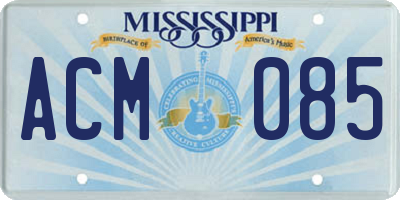 MS license plate ACM085