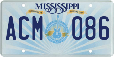 MS license plate ACM086