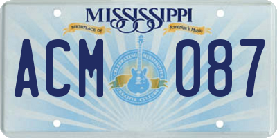 MS license plate ACM087