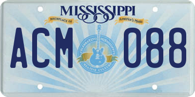 MS license plate ACM088
