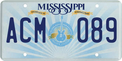 MS license plate ACM089