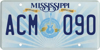MS license plate ACM090
