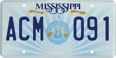 MS license plate ACM091