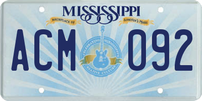 MS license plate ACM092