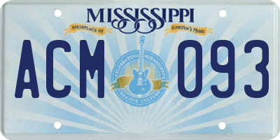MS license plate ACM093
