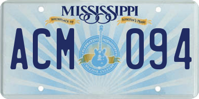 MS license plate ACM094