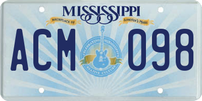 MS license plate ACM098