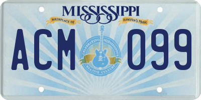 MS license plate ACM099