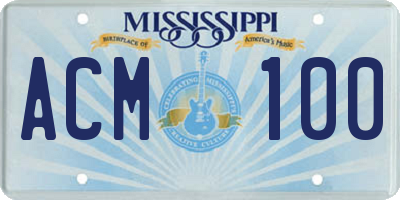 MS license plate ACM100