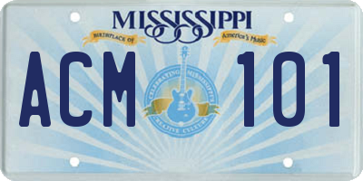 MS license plate ACM101