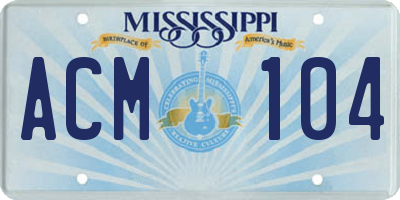 MS license plate ACM104