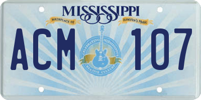 MS license plate ACM107