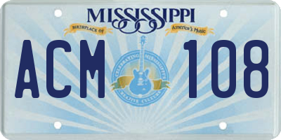 MS license plate ACM108