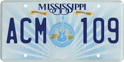 MS license plate ACM109