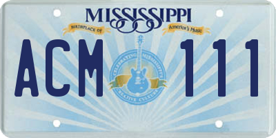 MS license plate ACM111
