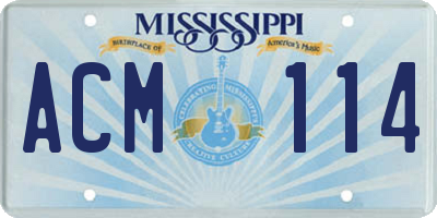 MS license plate ACM114
