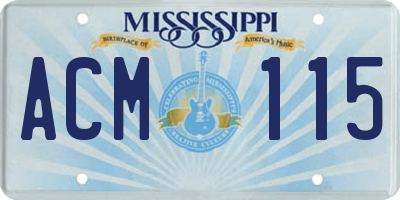 MS license plate ACM115