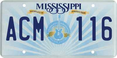 MS license plate ACM116