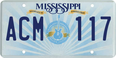 MS license plate ACM117
