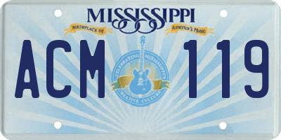 MS license plate ACM119