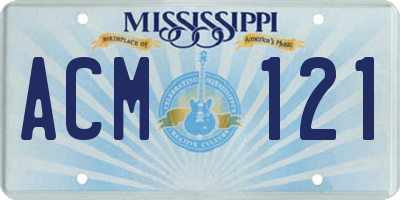 MS license plate ACM121