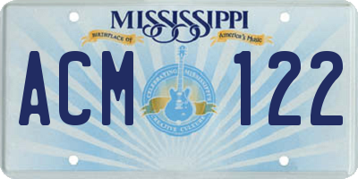 MS license plate ACM122