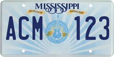 MS license plate ACM123
