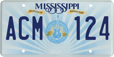 MS license plate ACM124