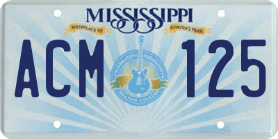 MS license plate ACM125