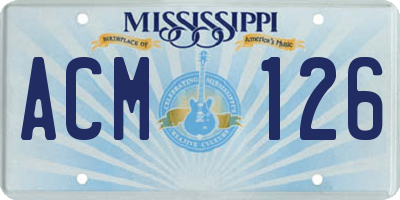 MS license plate ACM126