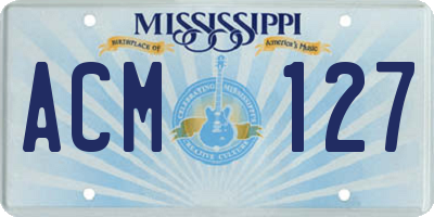 MS license plate ACM127