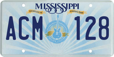 MS license plate ACM128