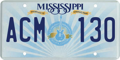 MS license plate ACM130