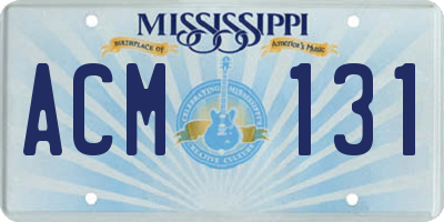 MS license plate ACM131
