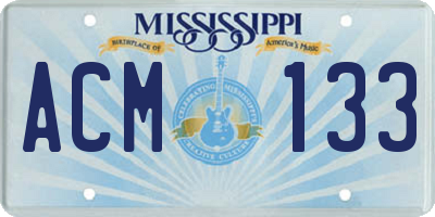MS license plate ACM133
