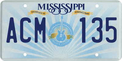 MS license plate ACM135