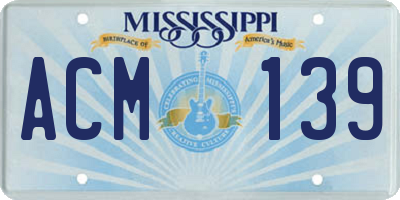 MS license plate ACM139