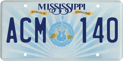 MS license plate ACM140