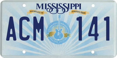MS license plate ACM141