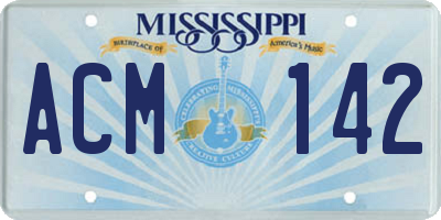 MS license plate ACM142